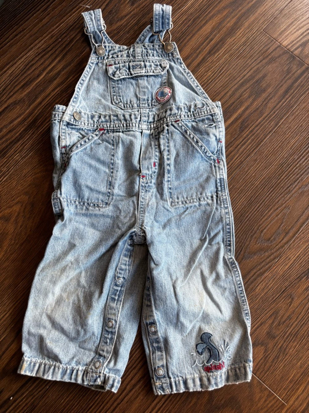 Carter's Light Wash Denim Overalls with Whale Patch